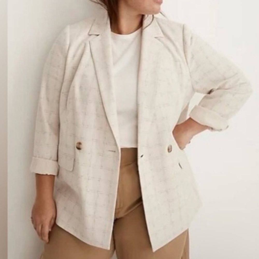 Madewell The Plus Caldwell Double Breasted Ghent Plaid Women's Blazer 1X NWT